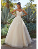 Beaded Lace Glitter Tulle Sheer Back Classic Wedding Dress
